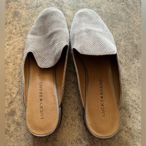 Lucky Brand Gray/Brown Toned Suede Slip-On Mules Slides